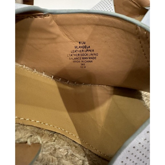 Marc Fisher Espadrilles Mandela Wedge Women’s 9.5 Ice Blue Leather Raffia Heel - Picture 6 of 10